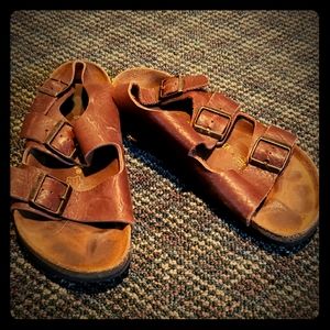 Cute Birkenstock Brown Leather Sandals, 40